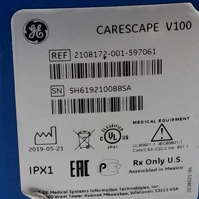 GE Healthcare Dinamap V100 - NIBP, SpO2, Temp Vital Signs Monitor