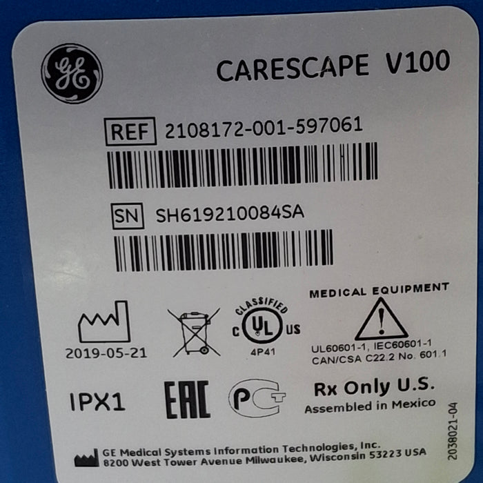 GE Healthcare Dinamap V100 - NIBP, SpO2, Temp Vital Signs Monitor