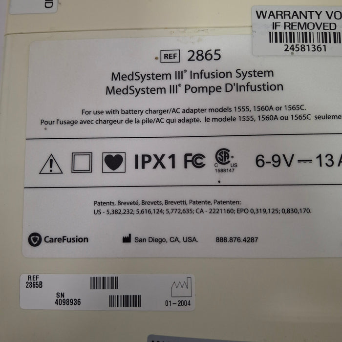 CareFusion Medsystem III 2865 Infusion Pump