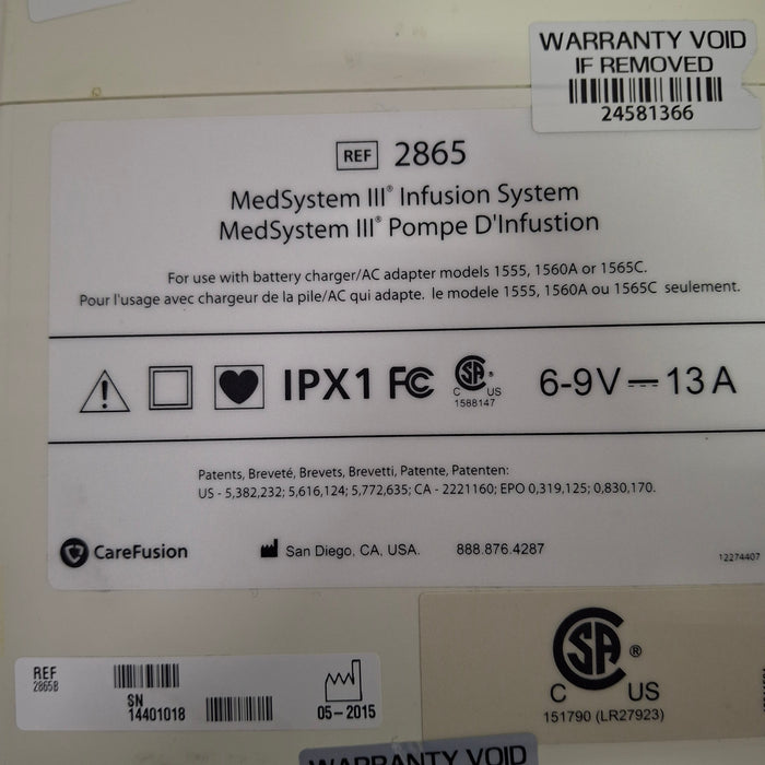 CareFusion CareFusion Medsystem III 2865 Infusion Pump Infusion Pump reLink Online