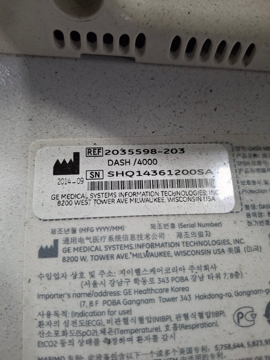 GE Healthcare GE Healthcare Dash 4000 - Masimo SpO2 Patient Monitor Patient Monitors reLink Online