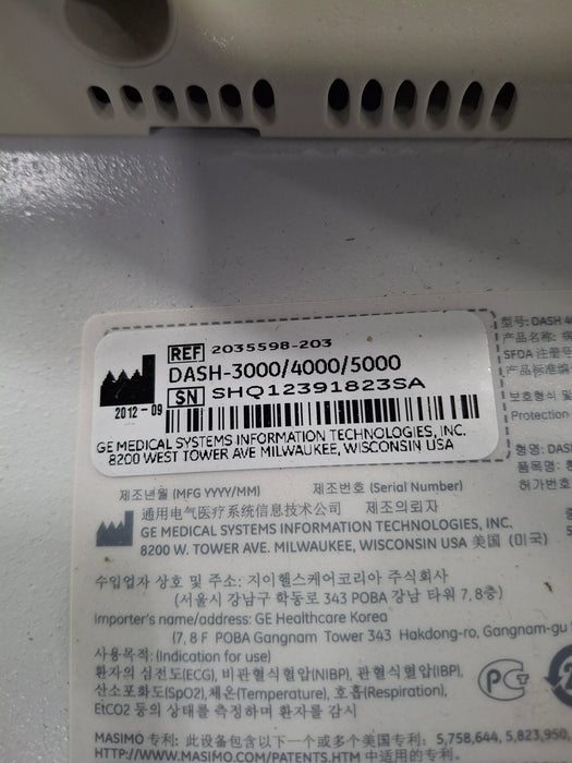 GE Healthcare Dash 4000 - GE/Nellcor SpO2 Patient Monitor