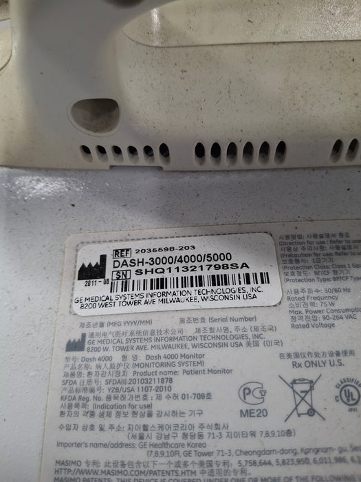 GE Healthcare Dash 4000 - GE/Nellcor SpO2 Patient Monitor
