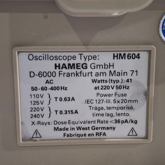 Hameg HM 604 60 MHz Oscilloscope