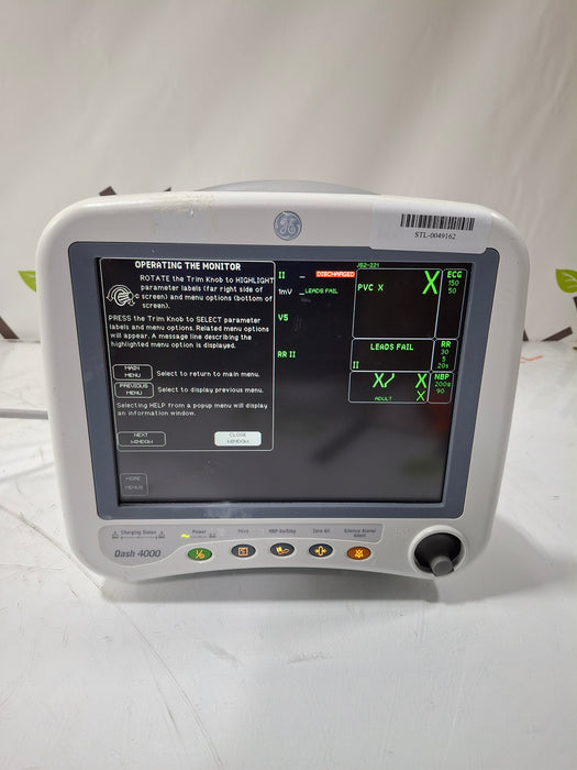 GE Healthcare Dash 4000 - GE/Nellcor SpO2 Patient Monitor