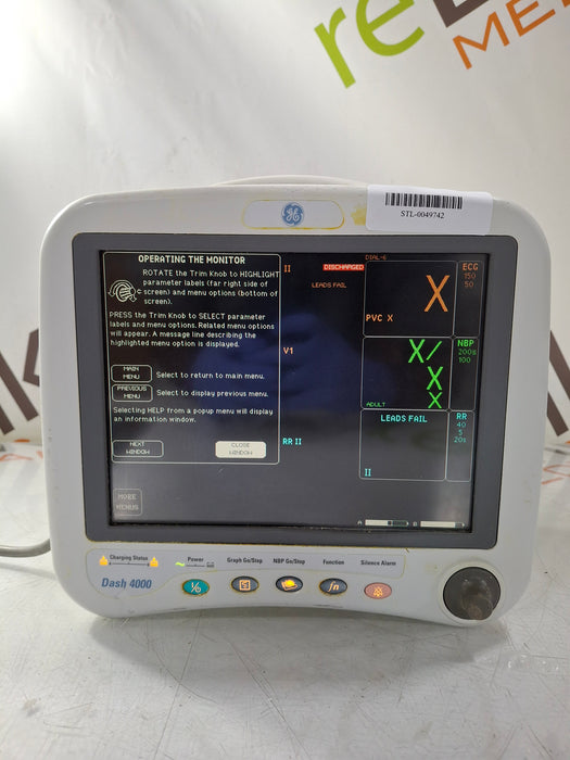 GE Healthcare Dash 4000 - GE/Nellcor SpO2 Patient Monitor