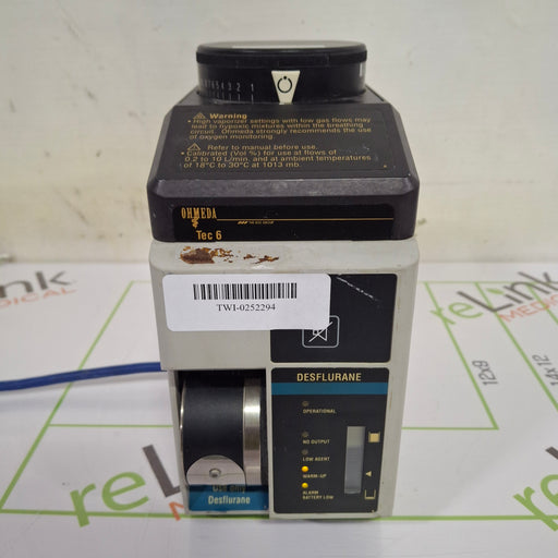 Datex-Ohmeda Datex-Ohmeda Tec 6 Plus Desflurane Vaporizer Anesthesia reLink Online
