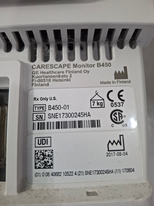 GE Healthcare Carescape B450 Critical Care Patient Monitor