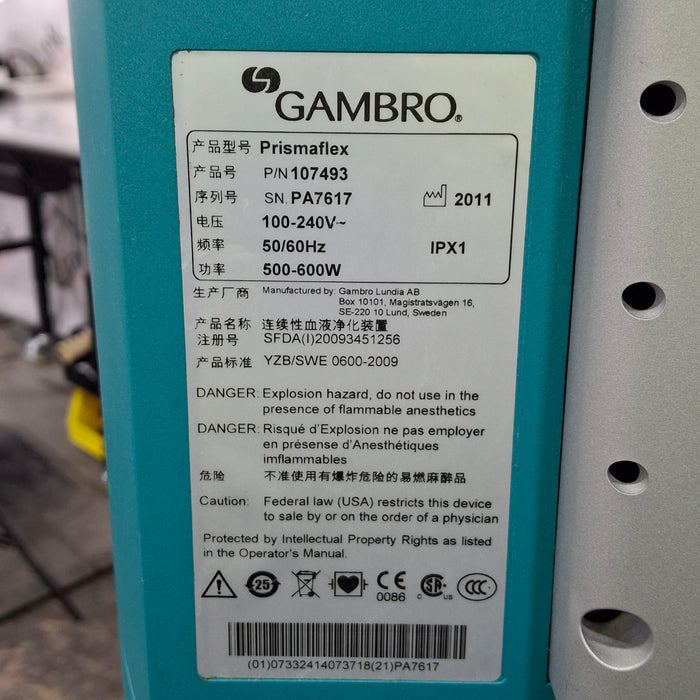 Gambro Prismaflex Dialysis Machine