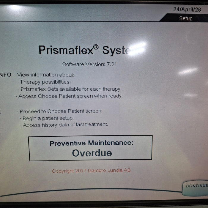Gambro Prismaflex Dialysis Machine