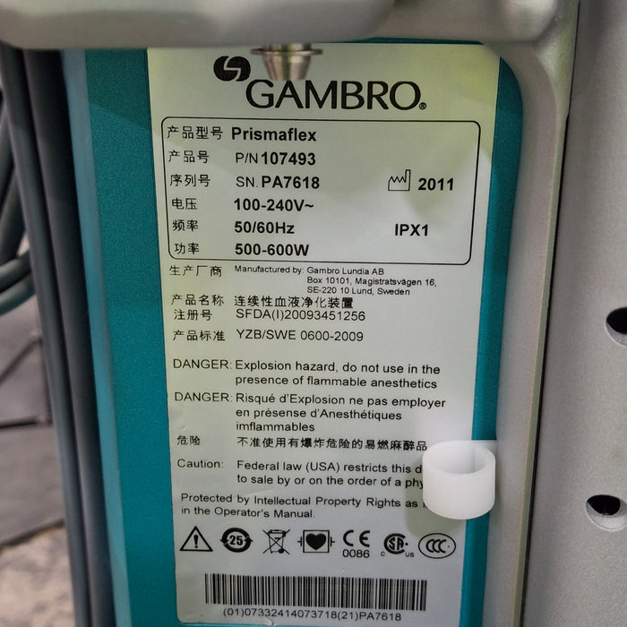Gambro Prismaflex Dialysis Machine