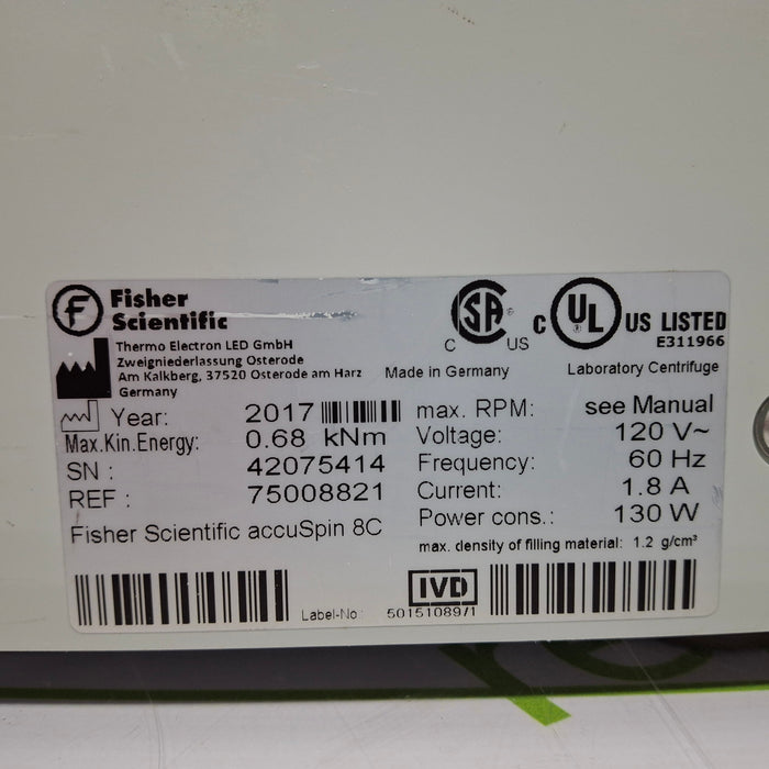 Fisher Scientific accuSpin 8C Clinical Centrifuge