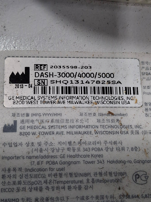 GE Healthcare Dash 4000 - Masimo SpO2 Patient Monitor