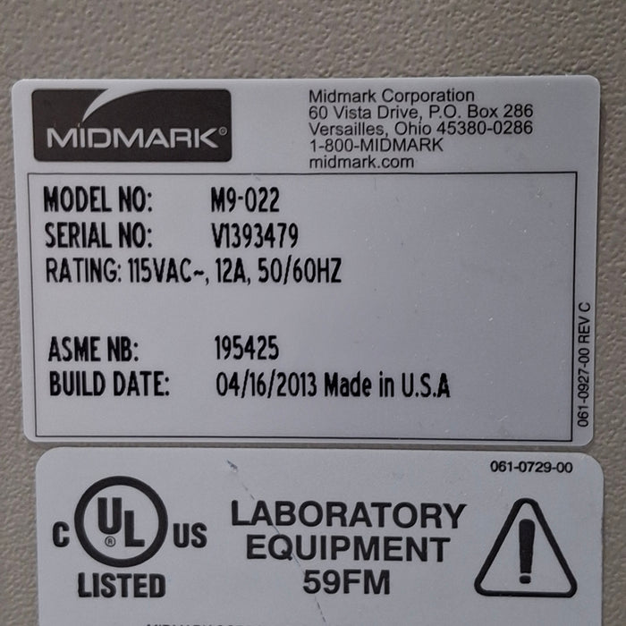 Midmark Ritter M9-022 UltraClave Autoclave Sterilizer