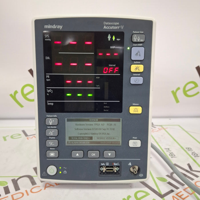 Mindray Datascope Accutorr V Vital Signs Monitor