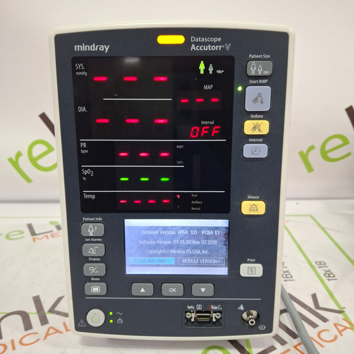 Mindray Datascope Accutorr V Vital Signs Monitor