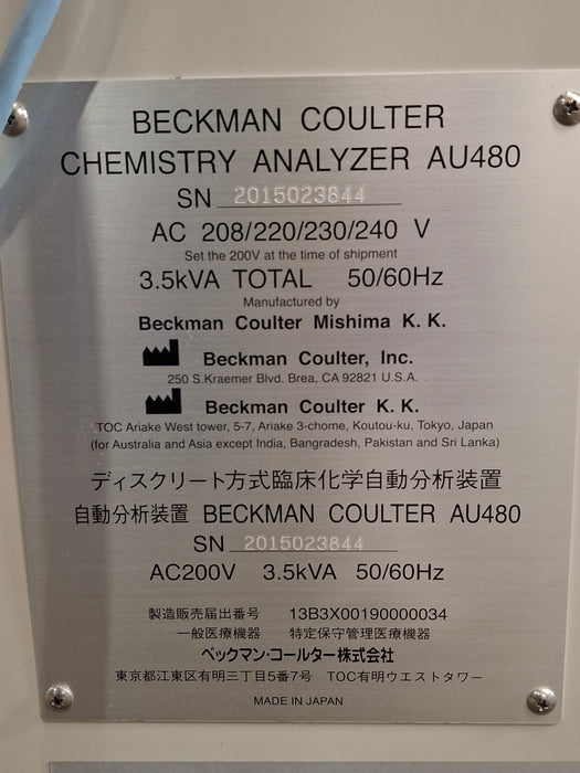 Beckman Coulter AU480 Chemistry Analyzer