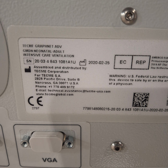 Tecme Tecme Neumovent GraphNet Advance ICU Ventilator Respiratory reLink Online