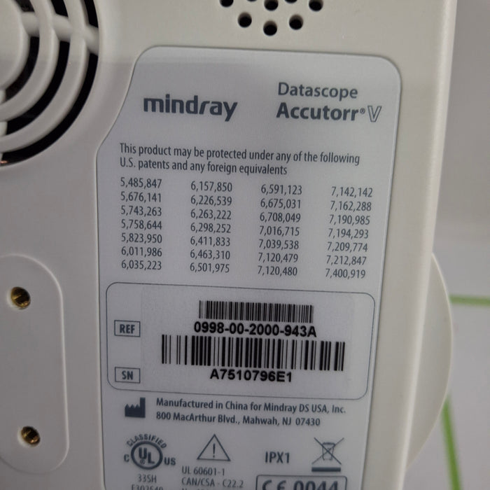 Mindray Datascope Accutorr V Vital Signs Monitor