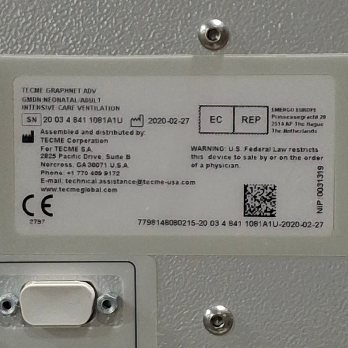Tecme Neumovent GraphNet Advance ICU Ventilator