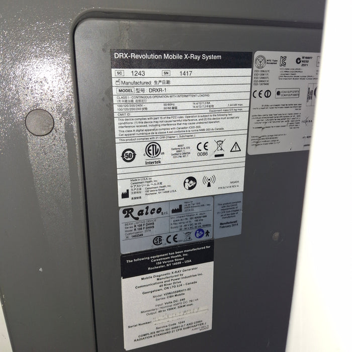 Carestream Health, Inc. DRX Revolution Model DRXR-1 Mobile X-Ray System
