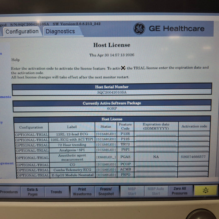GE Healthcare Carescape B650 Anesthesia Care Patient Monitor