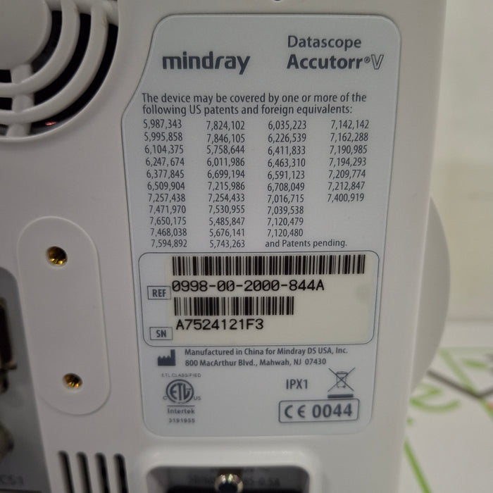 Mindray Mindray Datascope Accutorr V Vital Signs Monitor Patient Monitors reLink Online
