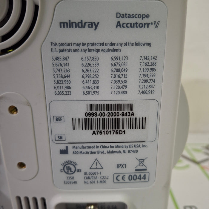 Mindray Datascope Accutorr V Vital Signs Monitor