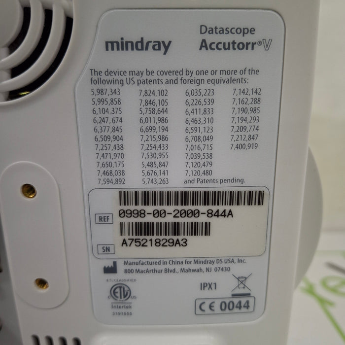 Mindray Datascope Accutorr V Vital Signs Monitor