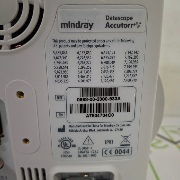 Mindray Datascope Accutorr V Vital Signs Monitor