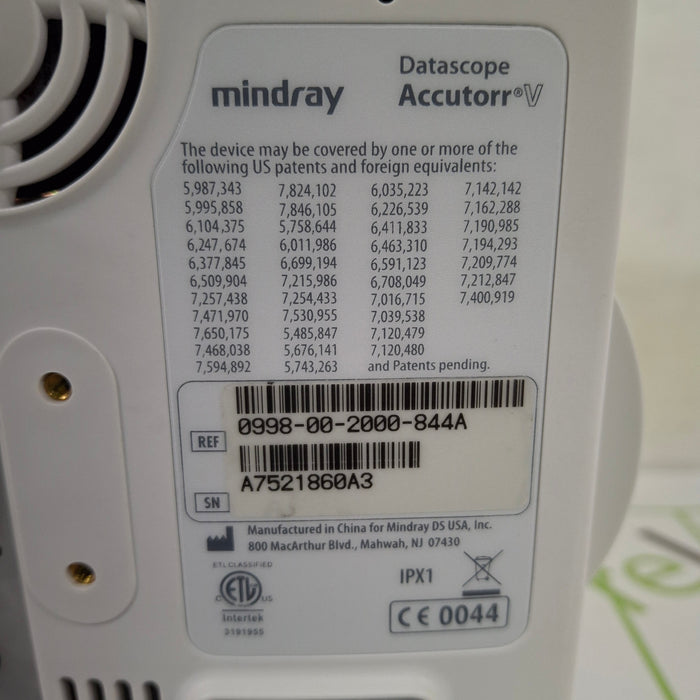 Mindray Mindray Datascope Accutorr V Vital Signs Monitor Patient Monitors reLink Online