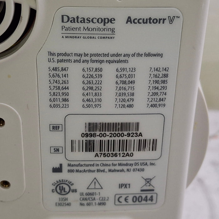 Mindray Datascope Accutorr V Vital Signs Monitor