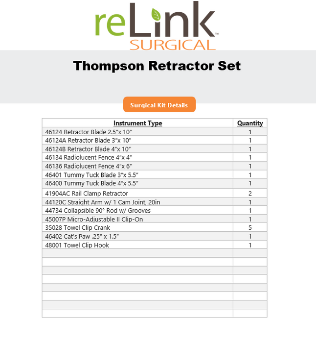 Thompson Surgical Thompson Surgical Retractor Set