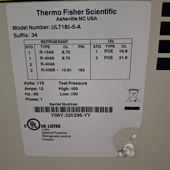 Thermo Scientific ULT185-5-A Ultralow Freezer