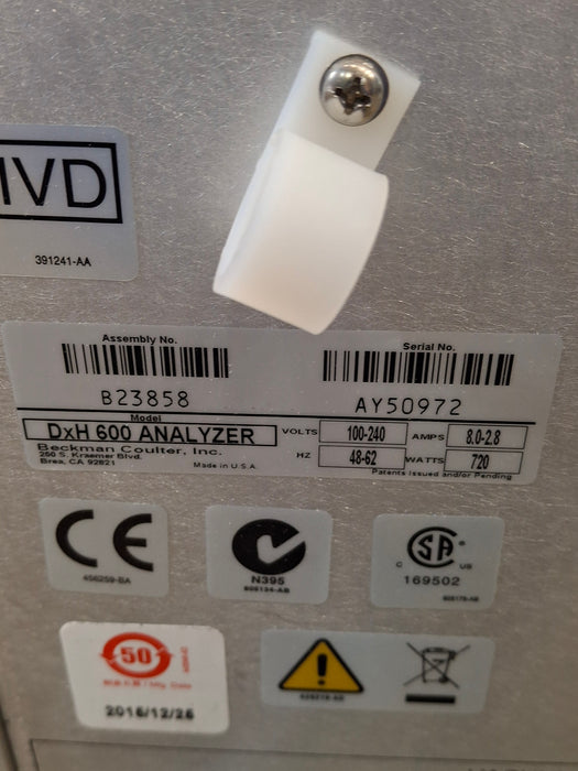 Beckman Coulter DxH 600 Hematology Analyzer Clinical Lab
