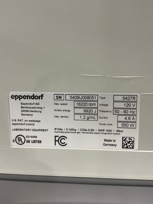 Eppendorf 5427 R Refrigerated Centrifuge
