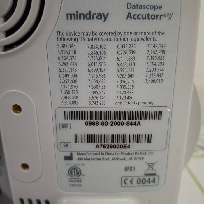 Mindray Datascope Accutorr V Vital Signs Monitor
