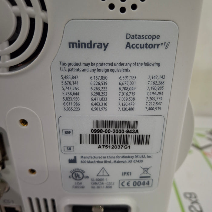Mindray Datascope Accutorr V Vital Signs Monitor