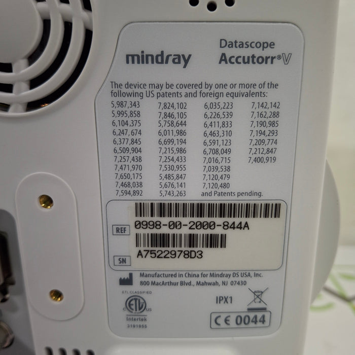 Mindray Datascope Accutorr V Vital Signs Monitor