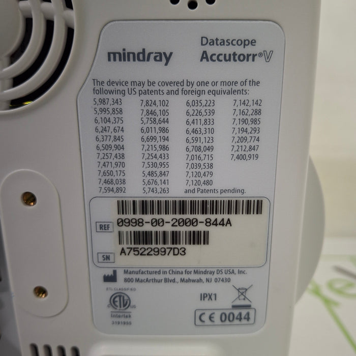 Mindray Datascope Accutorr V Vital Signs Monitor