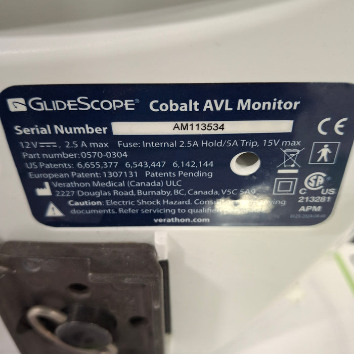 Verathon Medical, Inc Glidescope Cobalt AVL Monitor w/ 0570-0307 Baton