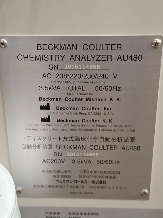 Beckman Coulter AU480 Chemistry Analyzer