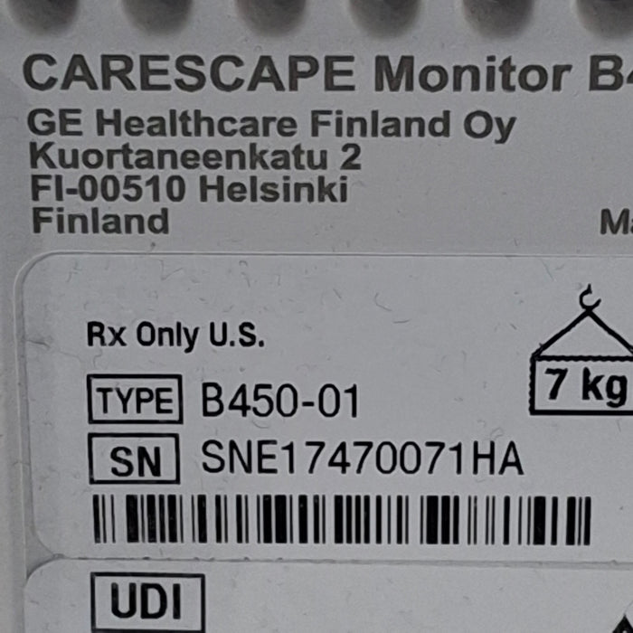 GE Healthcare Carescape B450 Critical Care Patient Monitor