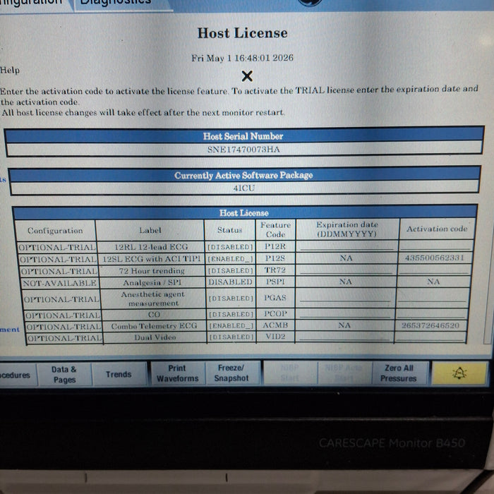 GE Healthcare Carescape B450 Critical Care Patient Monitor