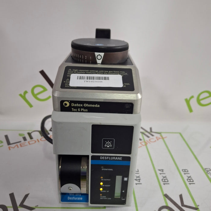 Datex-Ohmeda Datex-Ohmeda Tec 6 Plus Desflurane Vaporizer Anesthesia reLink Online