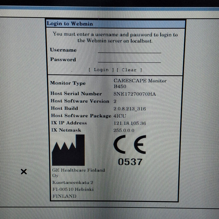GE Healthcare Carescape B450 Critical Care Patient Monitor