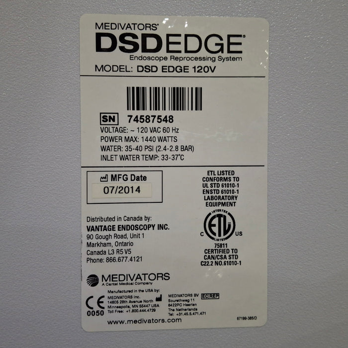 Medivators DSD Edge Endoscope Reprocessor