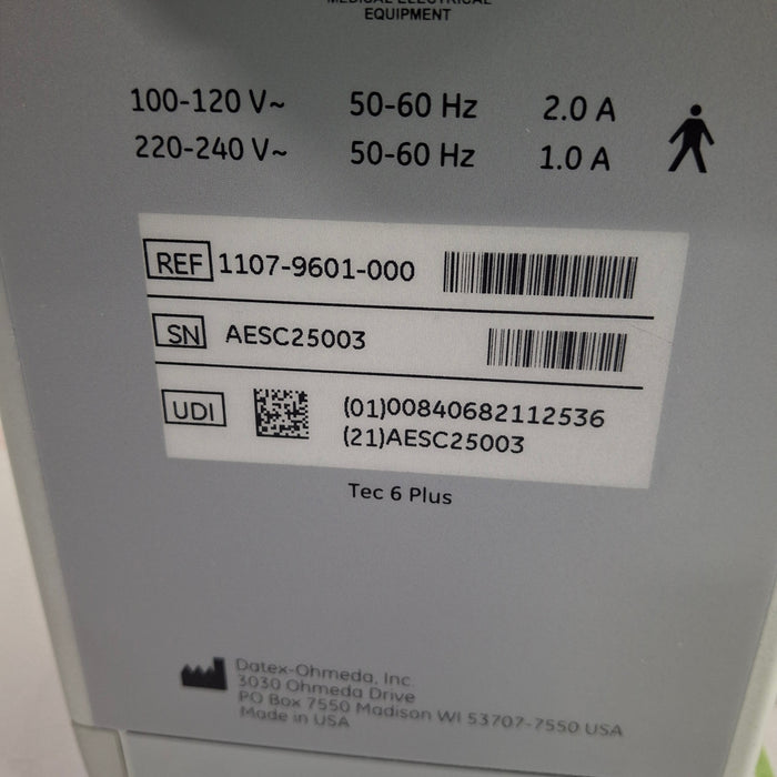 Datex-Ohmeda Tec 6 Plus Desflurane Vaporizer