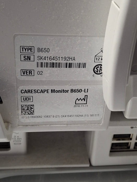 GE Healthcare Carescape B650 Critical Care Patient Monitor