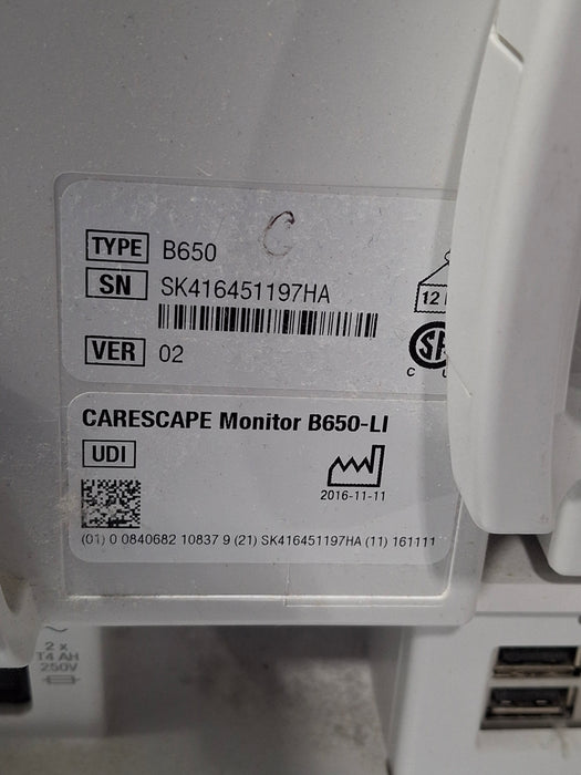 GE Healthcare Carescape B650 Critical Care Patient Monitor